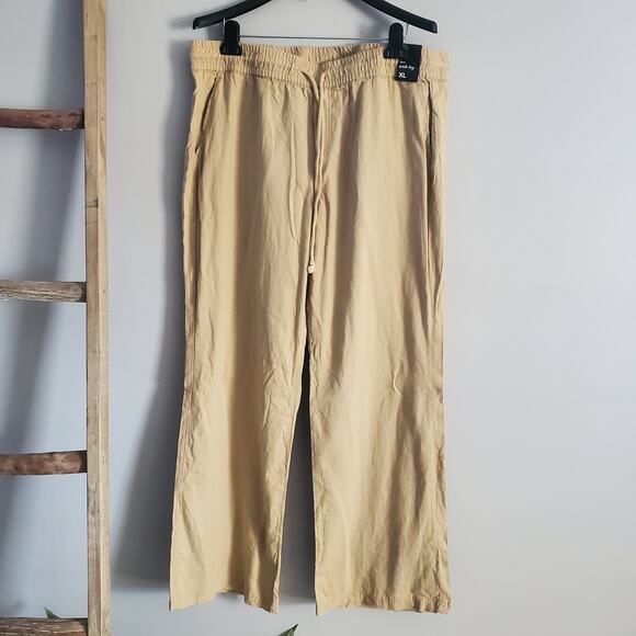 Soho NY&Co Street Tan Wide Leg Linen Blend Drawstring Pants Size XL - Picture 1 of 10